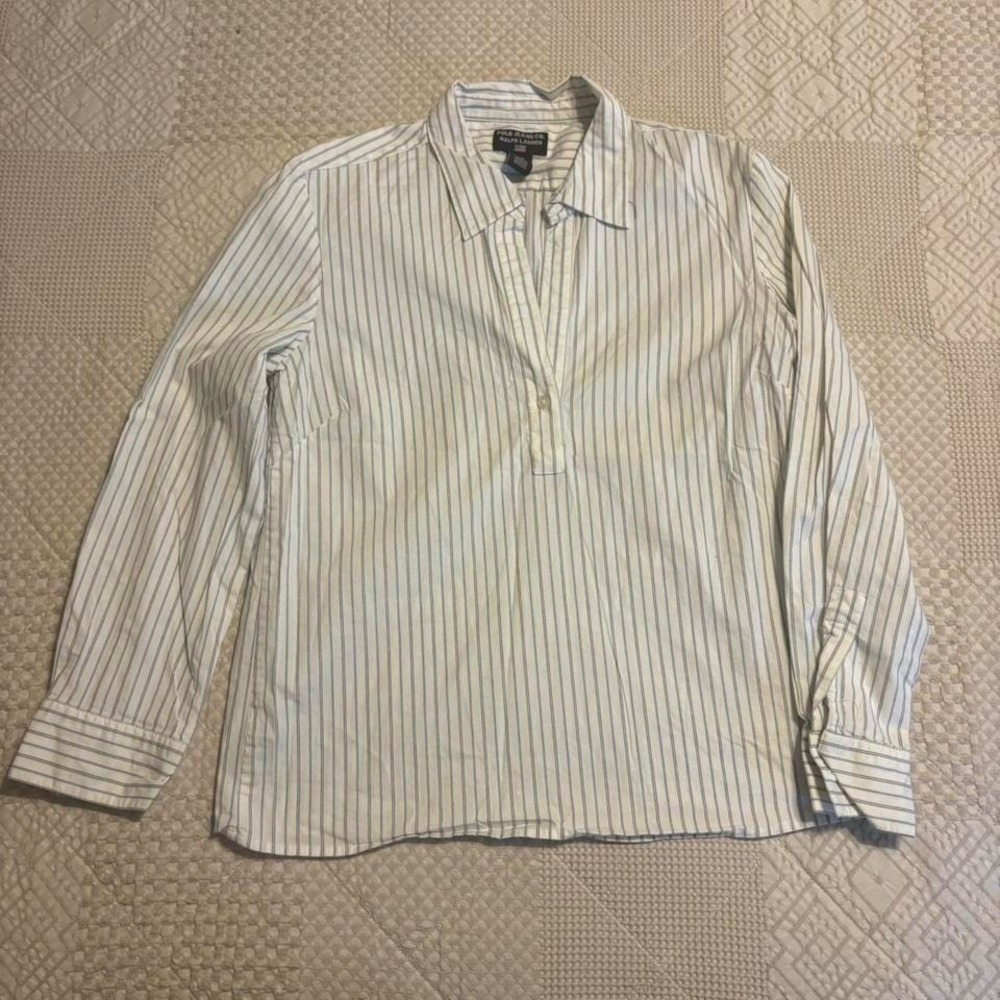 Ralph Lauren Polo Jeans Co. white and blue striped buttonshirt, Large